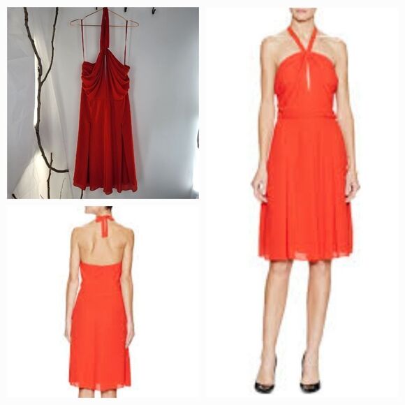 L'agence lightweight red crepe halter dress - Picture 1 of 10